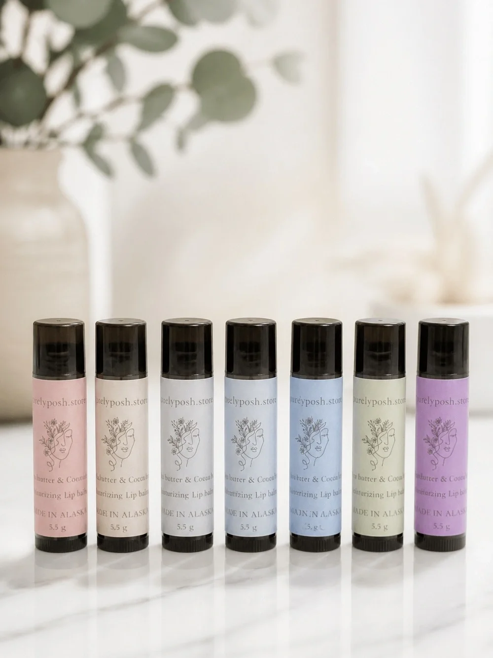 7 tubes Shea Butter & Coconut 🥥 Lip Balm Gift Set. Moisturizing Lip Balm